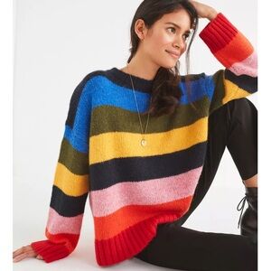 UO Kari Rainbow Striped Oversized Sweater